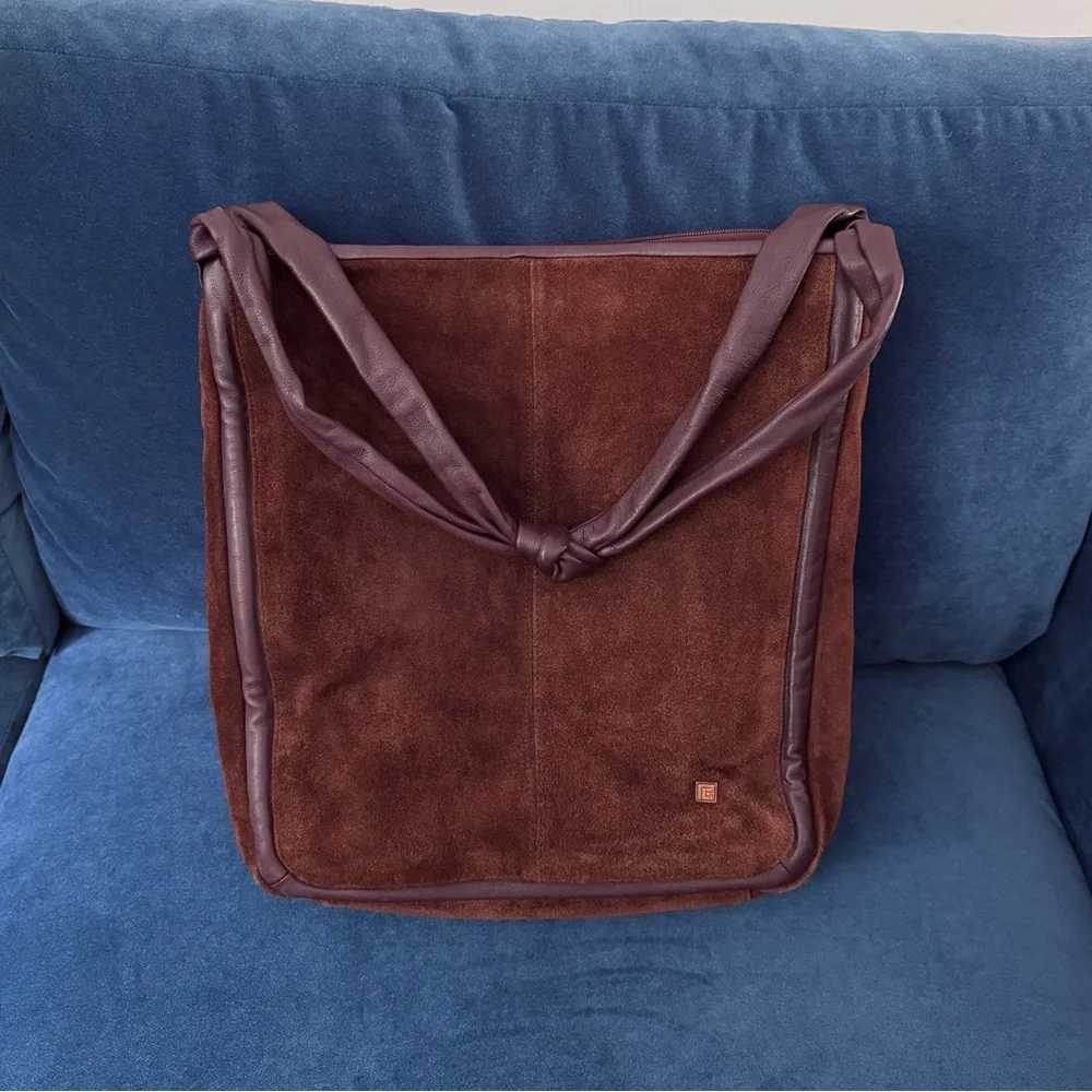 Rare Pierre Balmain Vintage Dark Chocolate Brown suede Hobo Bag‎